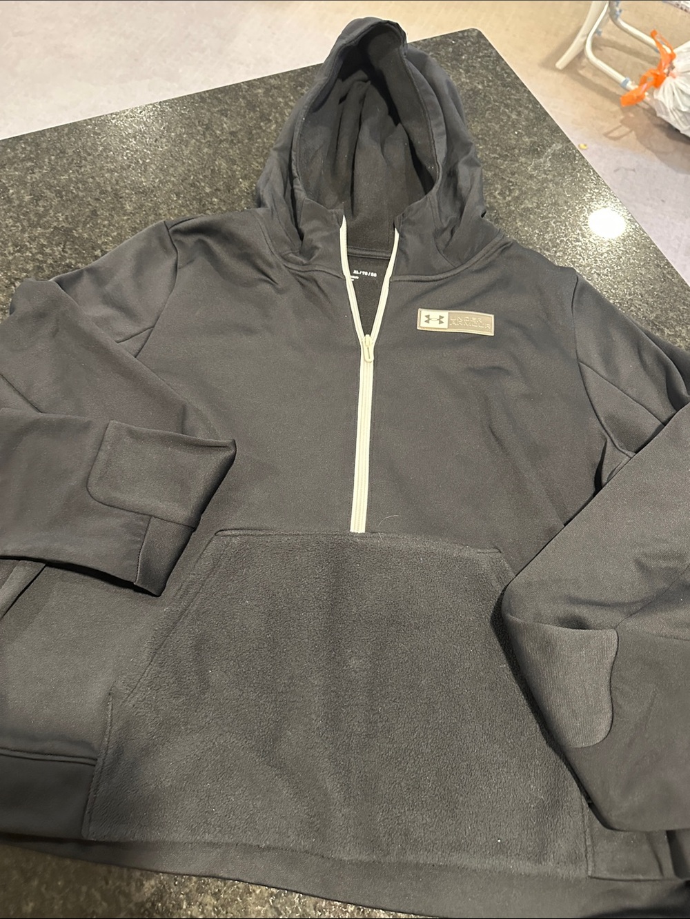 Under Armour Black Half-Zip Hoodie with White Zipper Trim